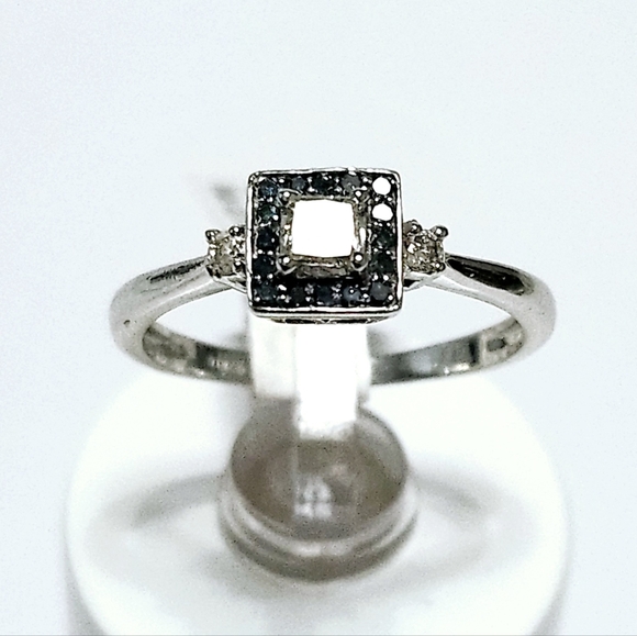 Blue & White Diamonds 10K Gold Princess Ring Certificate - Picture 9 of 15